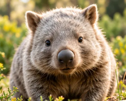 A wombat in native grassland.